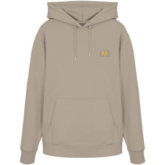 Organic Hoodie - Buch gestickt (beige)