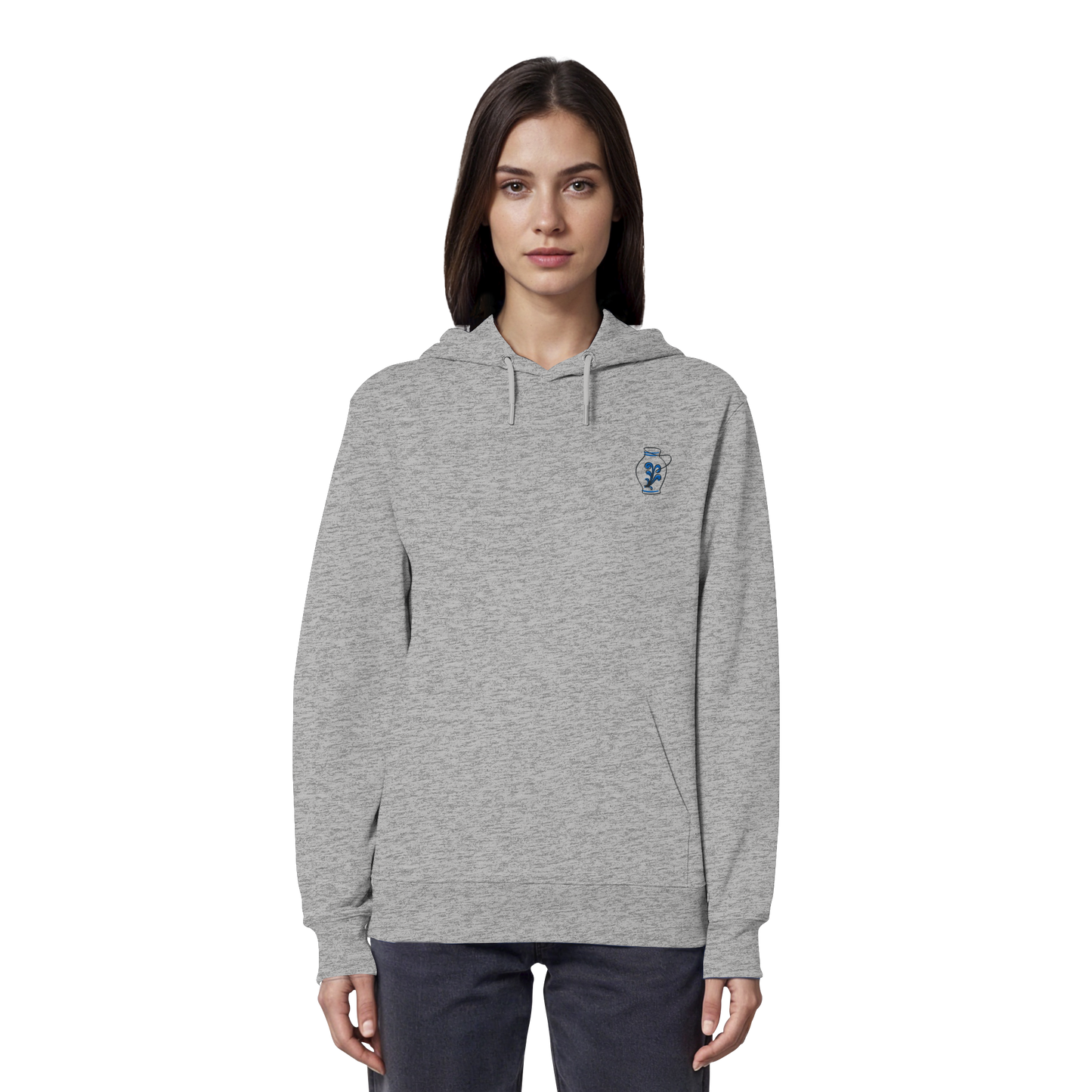 Organic Hoodie - Bembel gestickt (blau)
