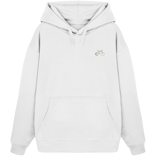 Organic Oversize Hoodie - Fahrrad gestickt (grün)