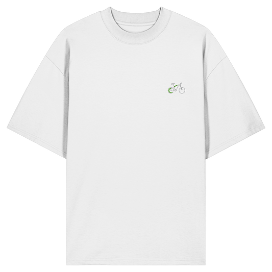 Organic Oversize Shirt - Fahrrad gestickt (grün)
