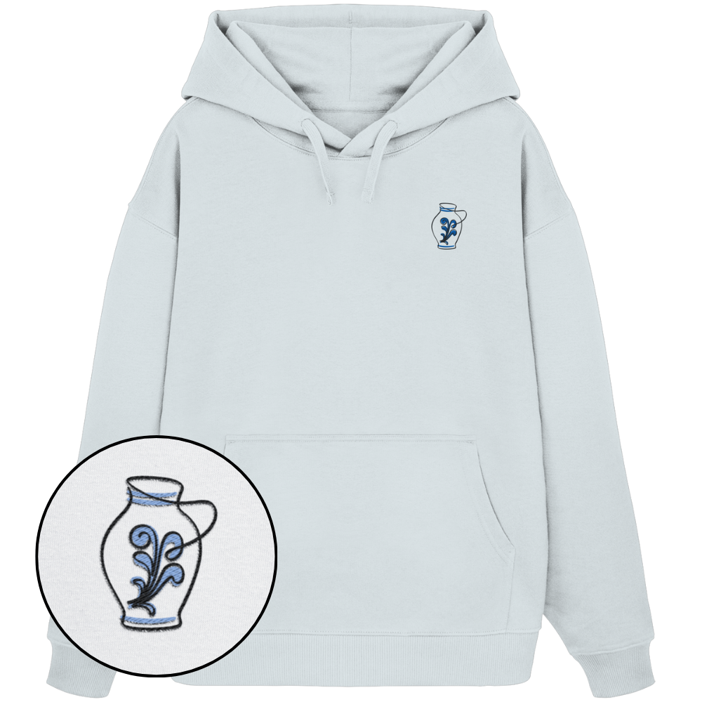 Organic Oversize Hoodie - Bembel gestickt (blau)