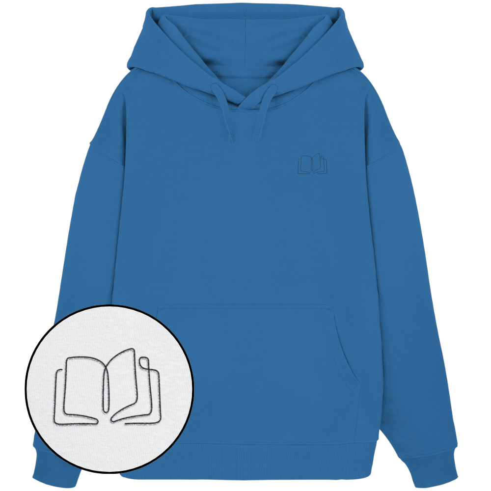 Organic Oversize Hoodie - Buch gestickt