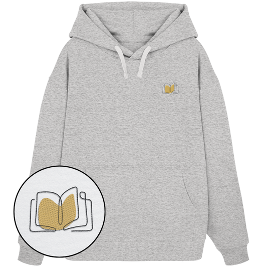Organic Oversize Hoodie - Buch gestickt (beige)