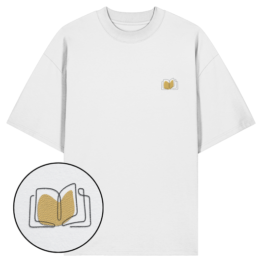 Organic Oversize Shirt - Buch gestickt (beige)