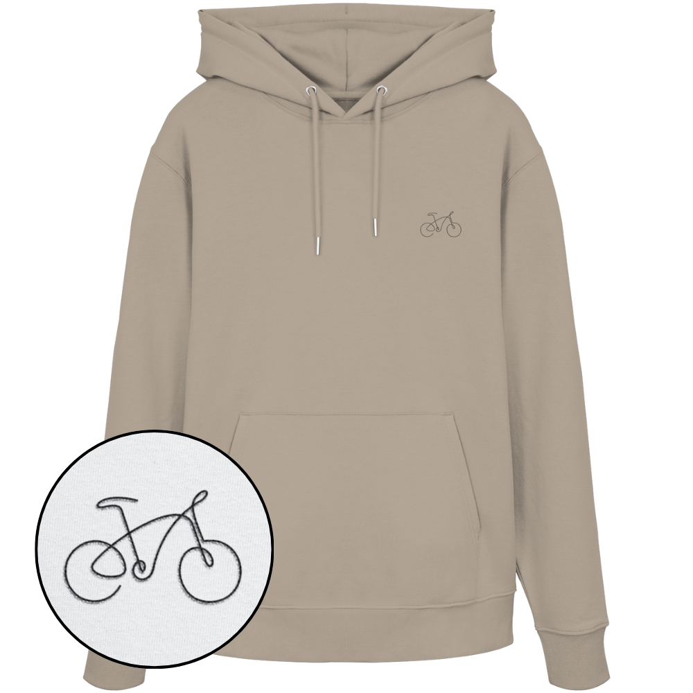Organic Hoodie - Fahrrad gestickt
