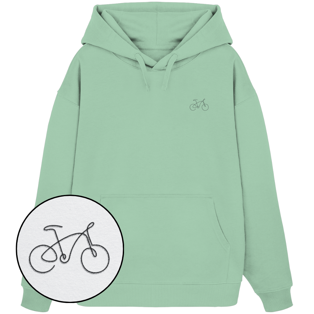 Organic Oversize Hoodie - Fahrrad gestickt