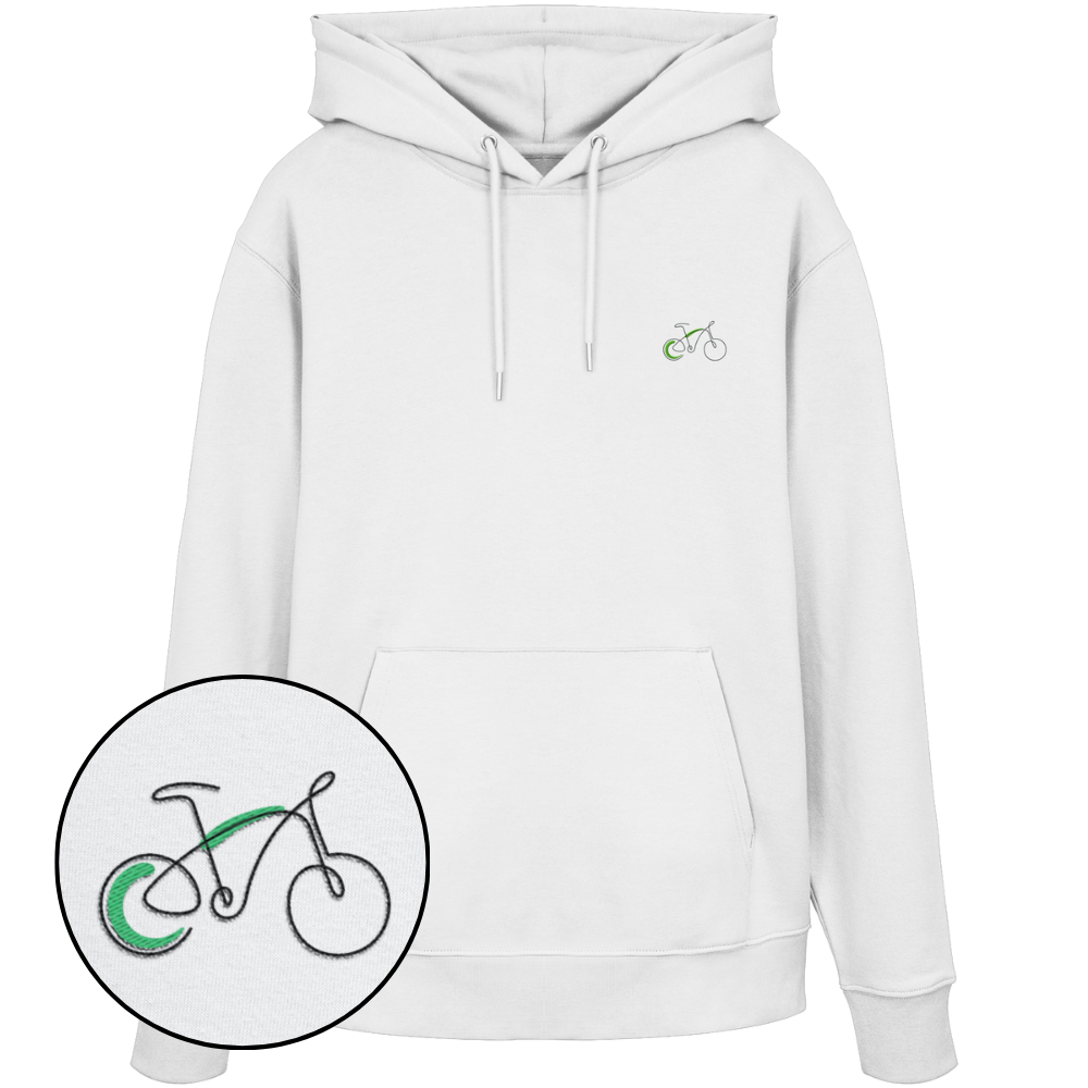 Organic Hoodie - Fahrrad gestickt (grün)