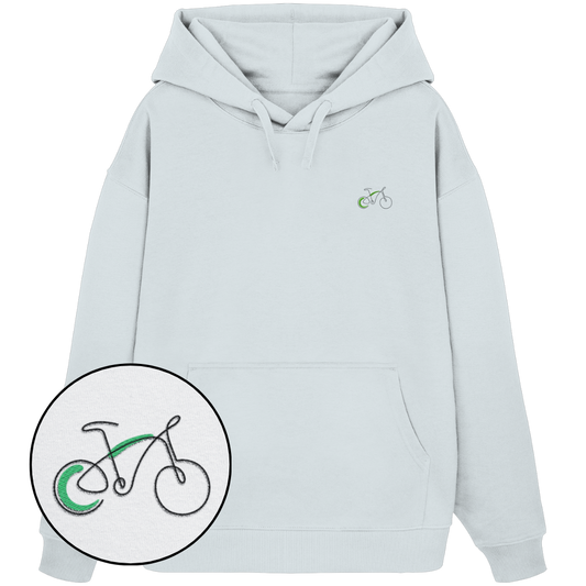 Organic Oversize Hoodie - Fahrrad gestickt (grün)