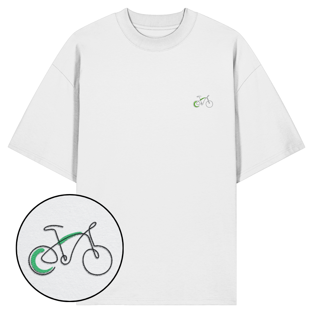 Organic Oversize Shirt - Fahrrad gestickt (grün)