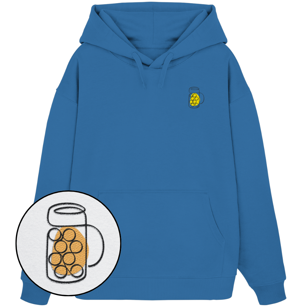Organic Oversize Hoodie - Maßkrug gestickt (gelb)