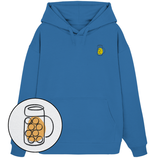 Organic Oversize Hoodie - Maßkrug gestickt (gelb)