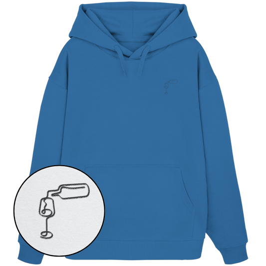 Organic Oversize Hoodie - Wein gestickt