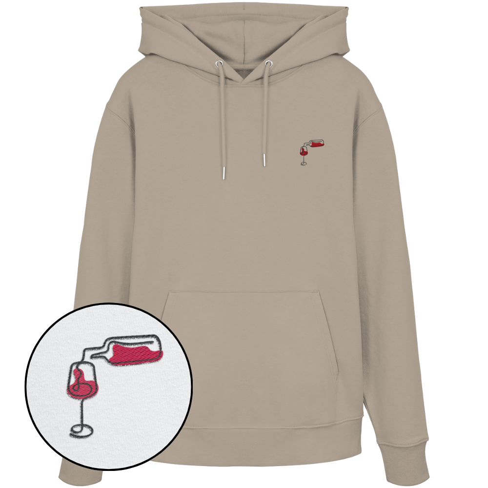 Organic Hoodie - Wein gestickt (rot)