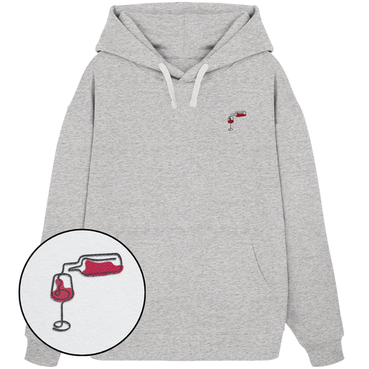 Organic Oversize Hoodie - Wein gestickt (rot)