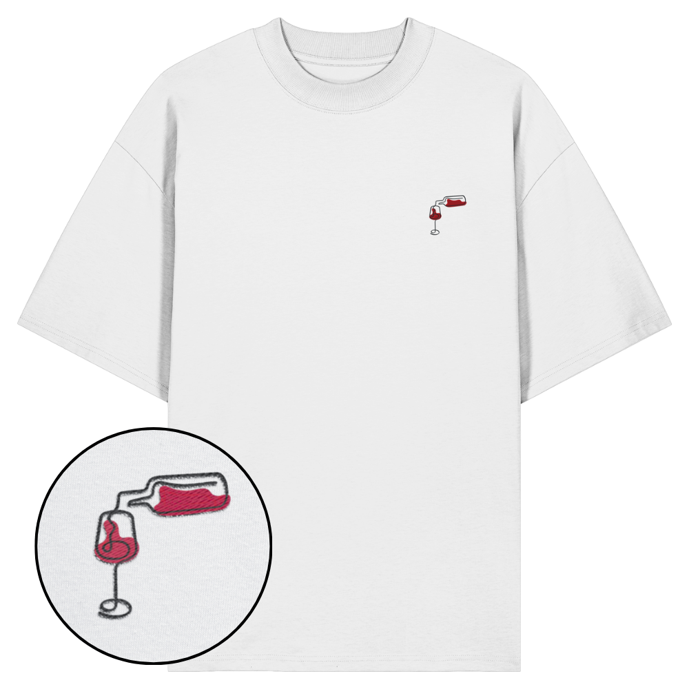 Organic Oversize Shirt - Wein gestickt (rot)