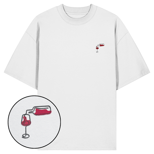 Organic Oversize Shirt - Wein gestickt (rot)
