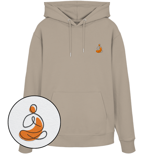 Organic Hoodie - Yoga gestickt (orange)