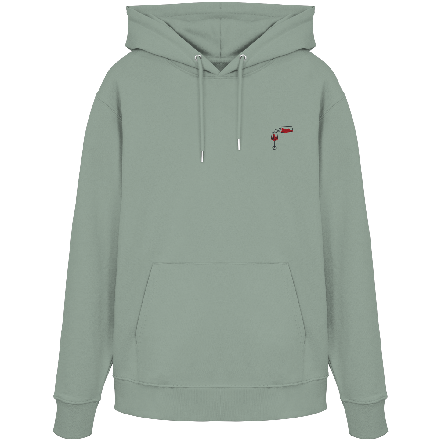 Organic Hoodie - Wein gestickt (rot)