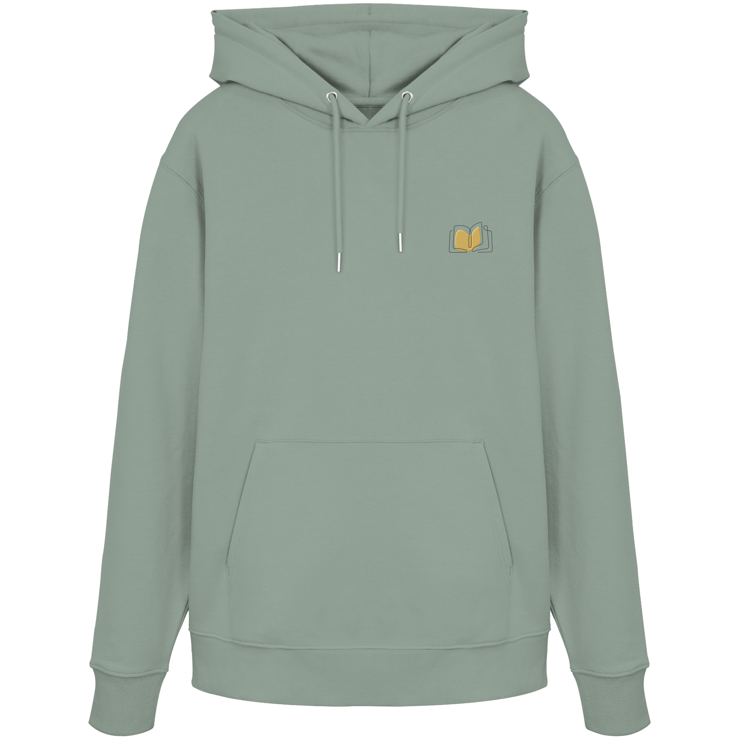 Organic Hoodie - Buch gestickt (beige)