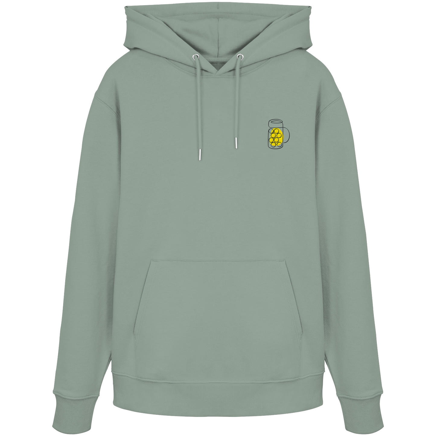 Organic Hoodie - Maßkrug gestickt (gelb)