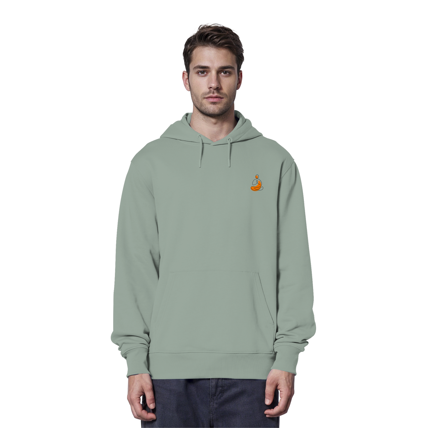 Organic Hoodie - Yoga gestickt (orange)