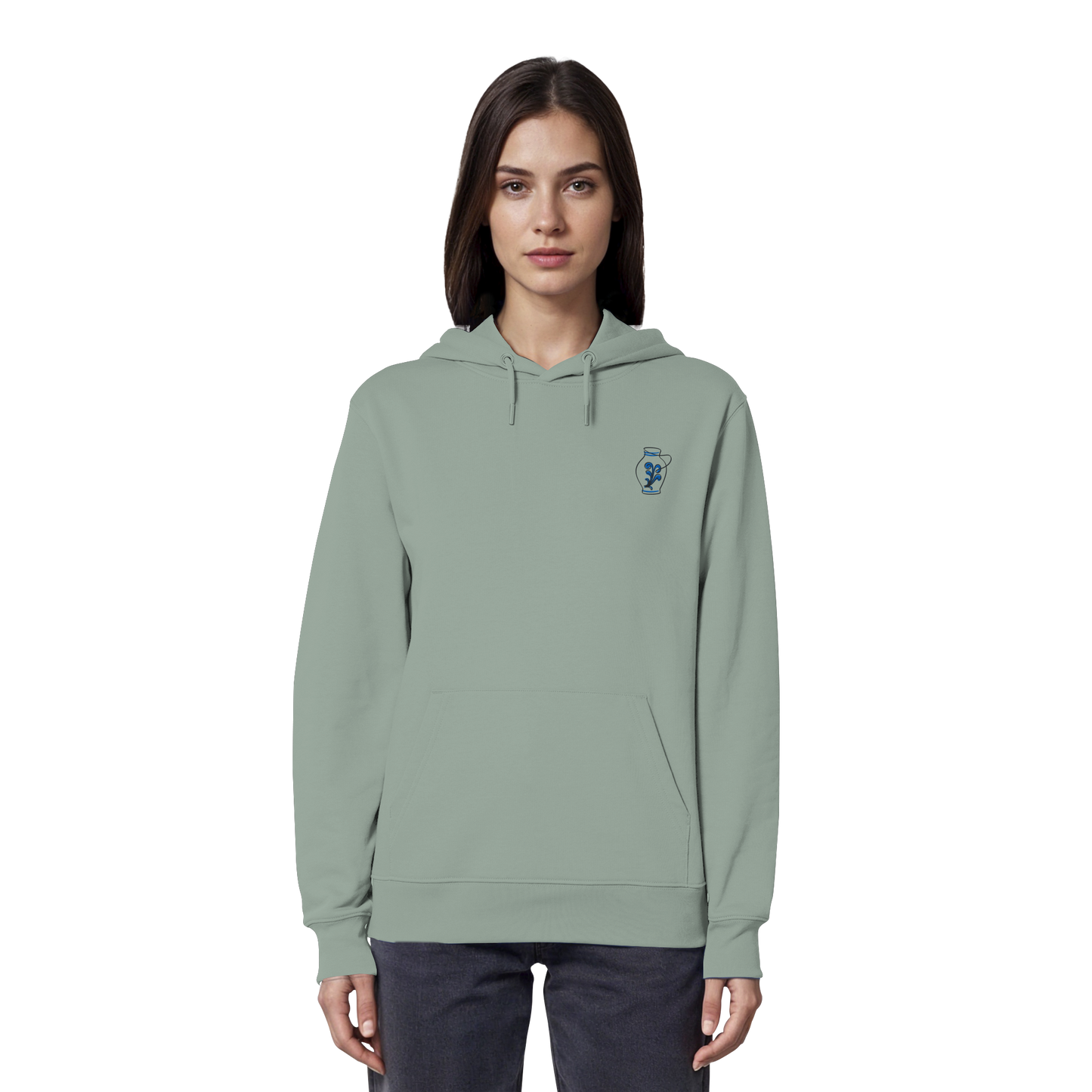 Organic Hoodie - Bembel gestickt (blau)