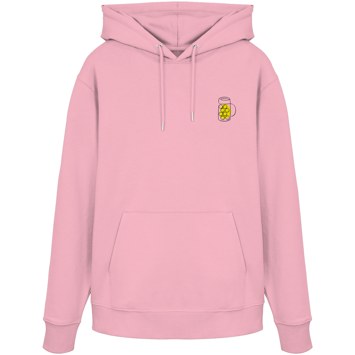 Organic Hoodie - Maßkrug gestickt (gelb)