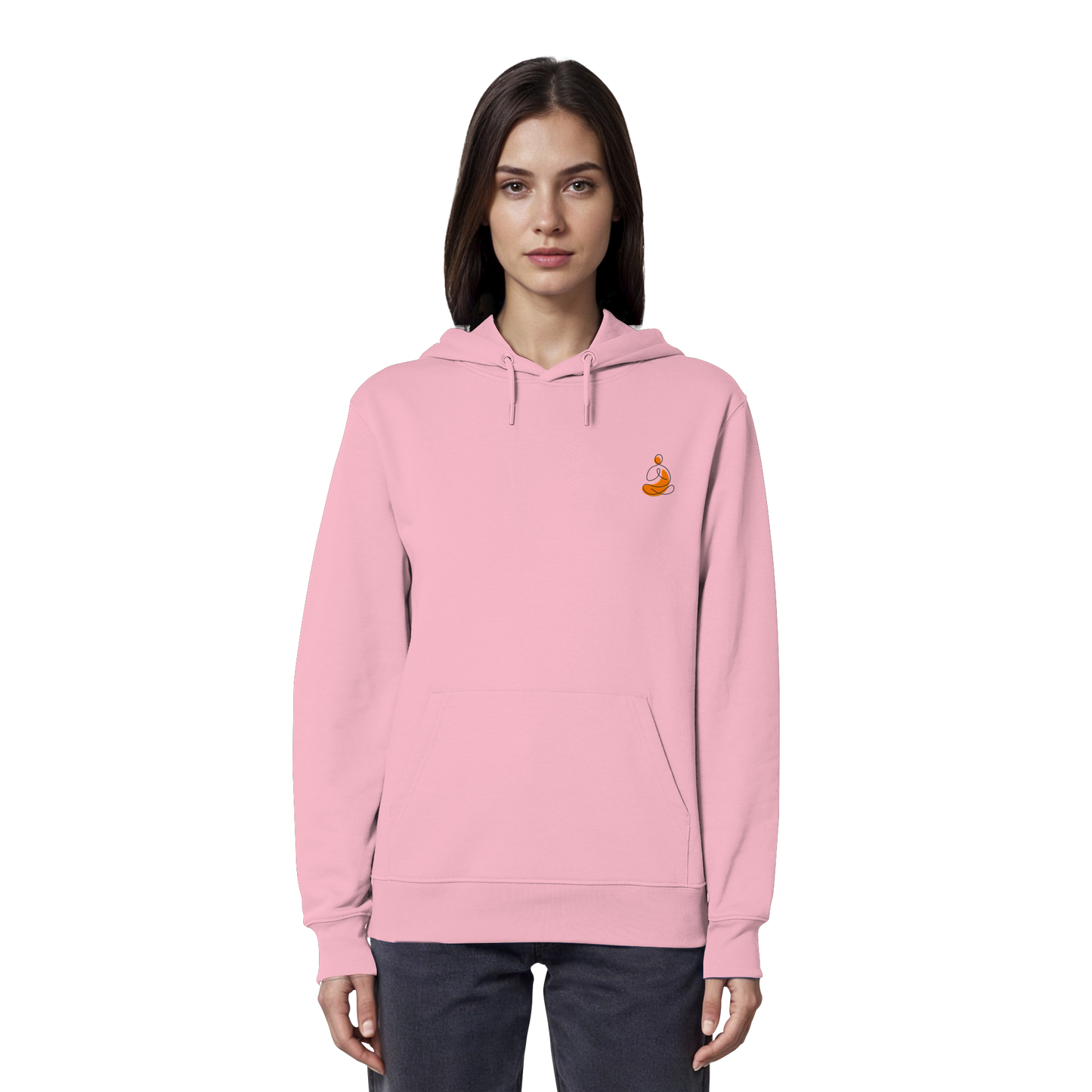 Organic Hoodie - Yoga gestickt (orange)
