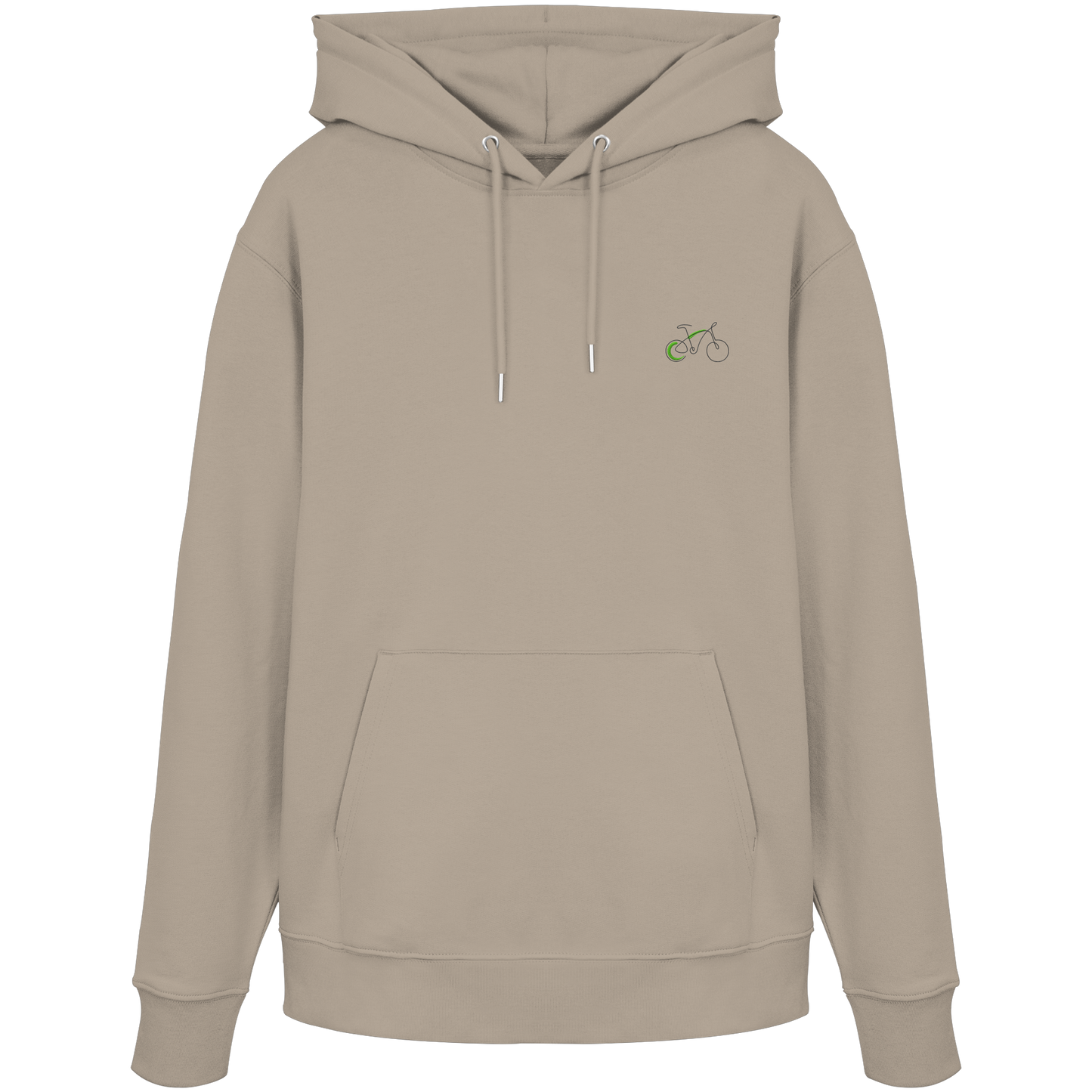 Organic Hoodie - Fahrrad gestickt (grün)