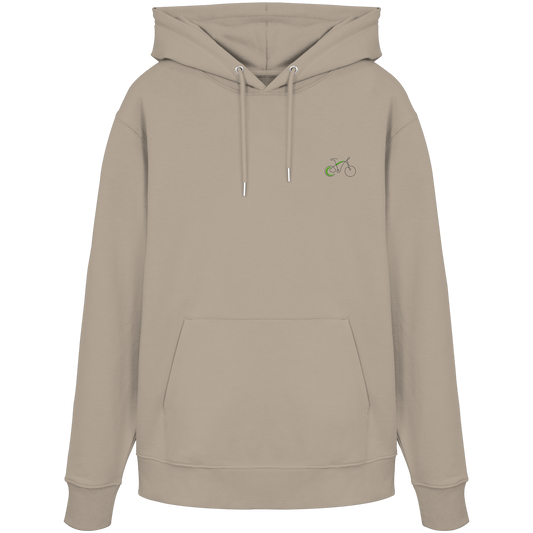 Organic Hoodie - Fahrrad gestickt (grün)