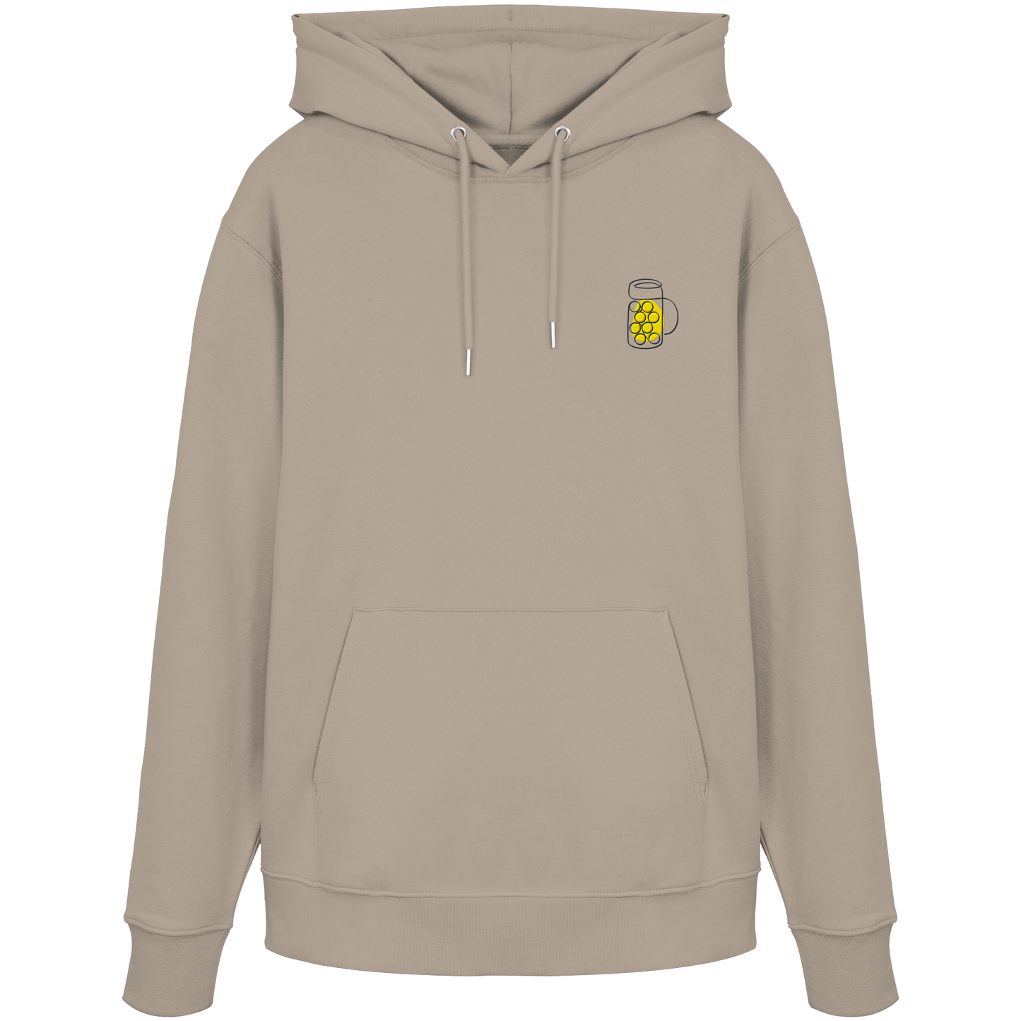 Organic Hoodie - Maßkrug gestickt (gelb)