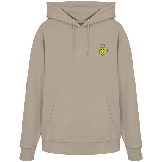 Organic Hoodie - Maßkrug gestickt (gelb)