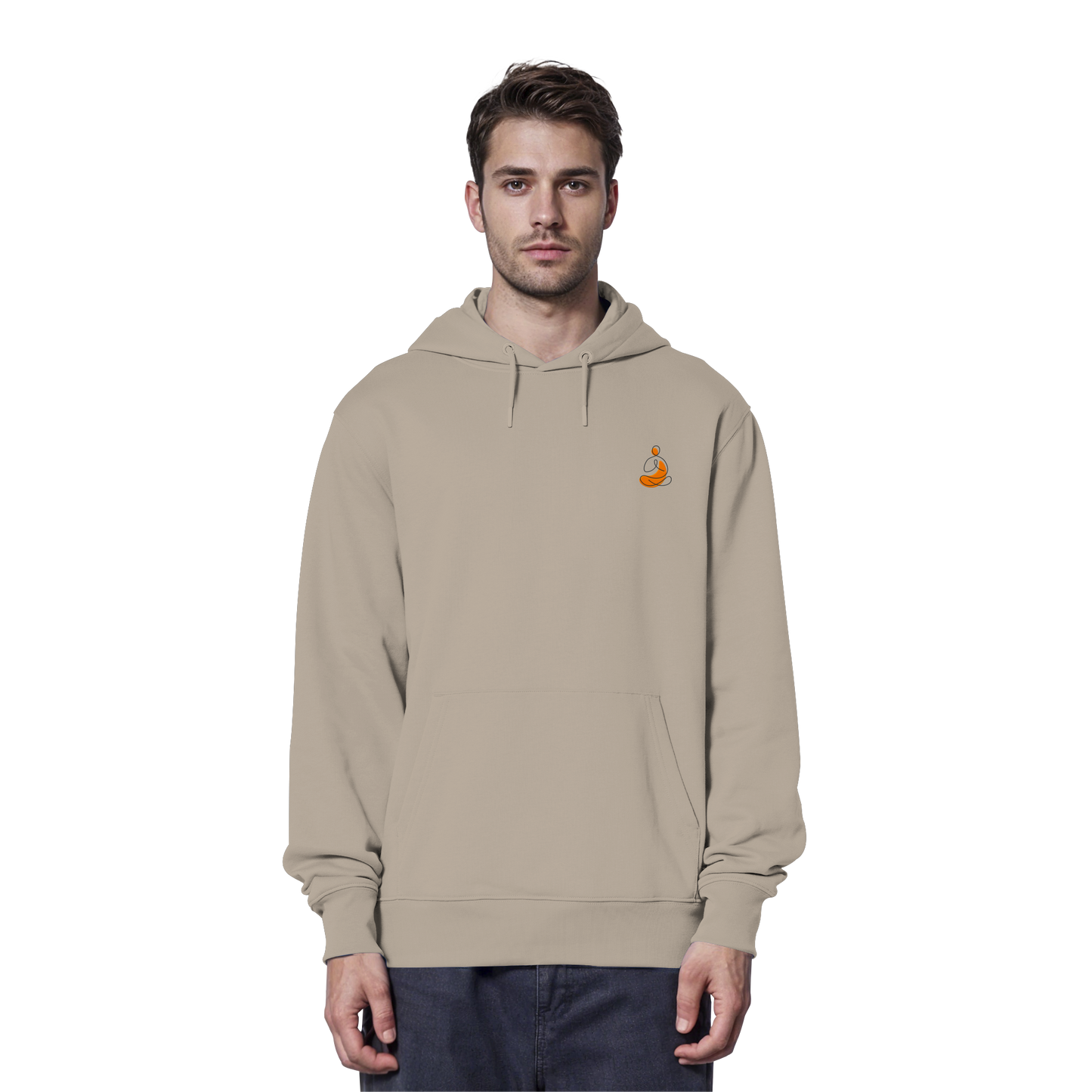Organic Hoodie - Yoga gestickt (orange)