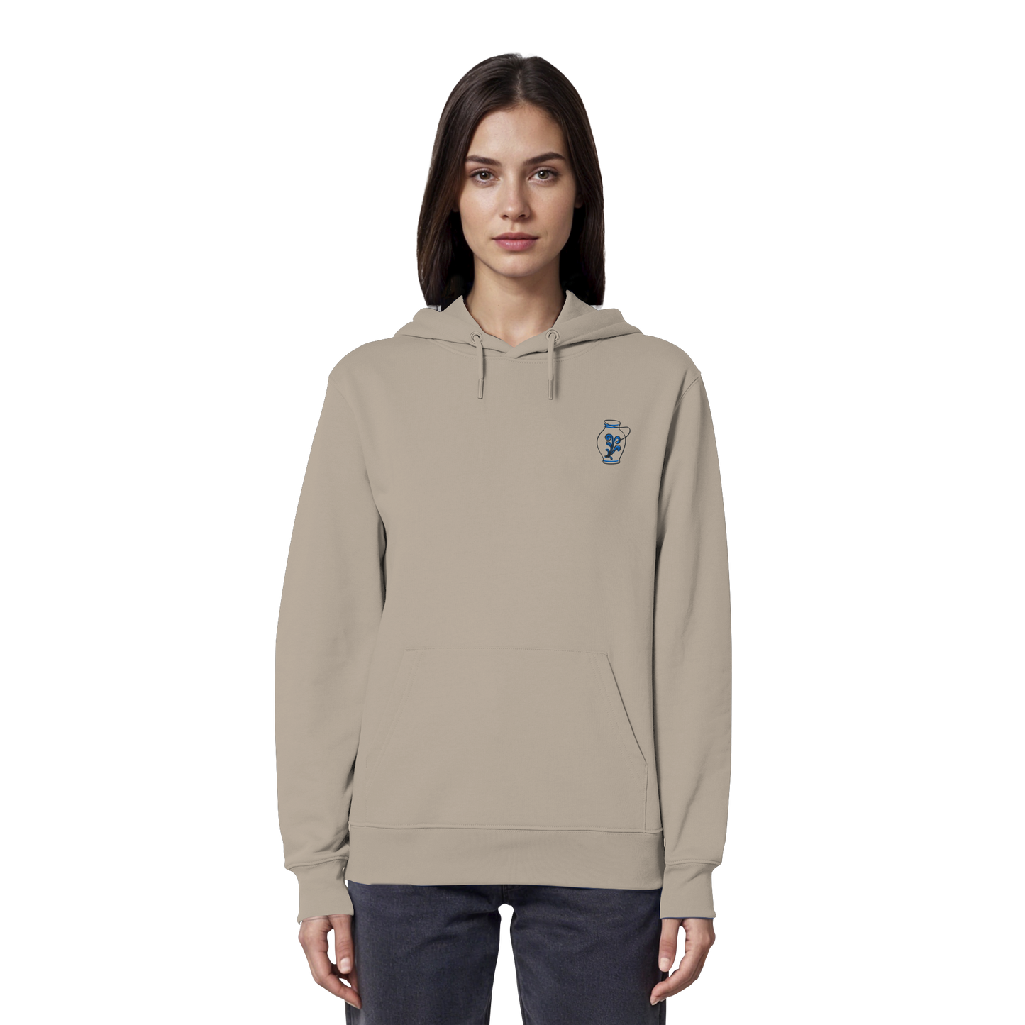 Organic Hoodie - Bembel gestickt (blau)