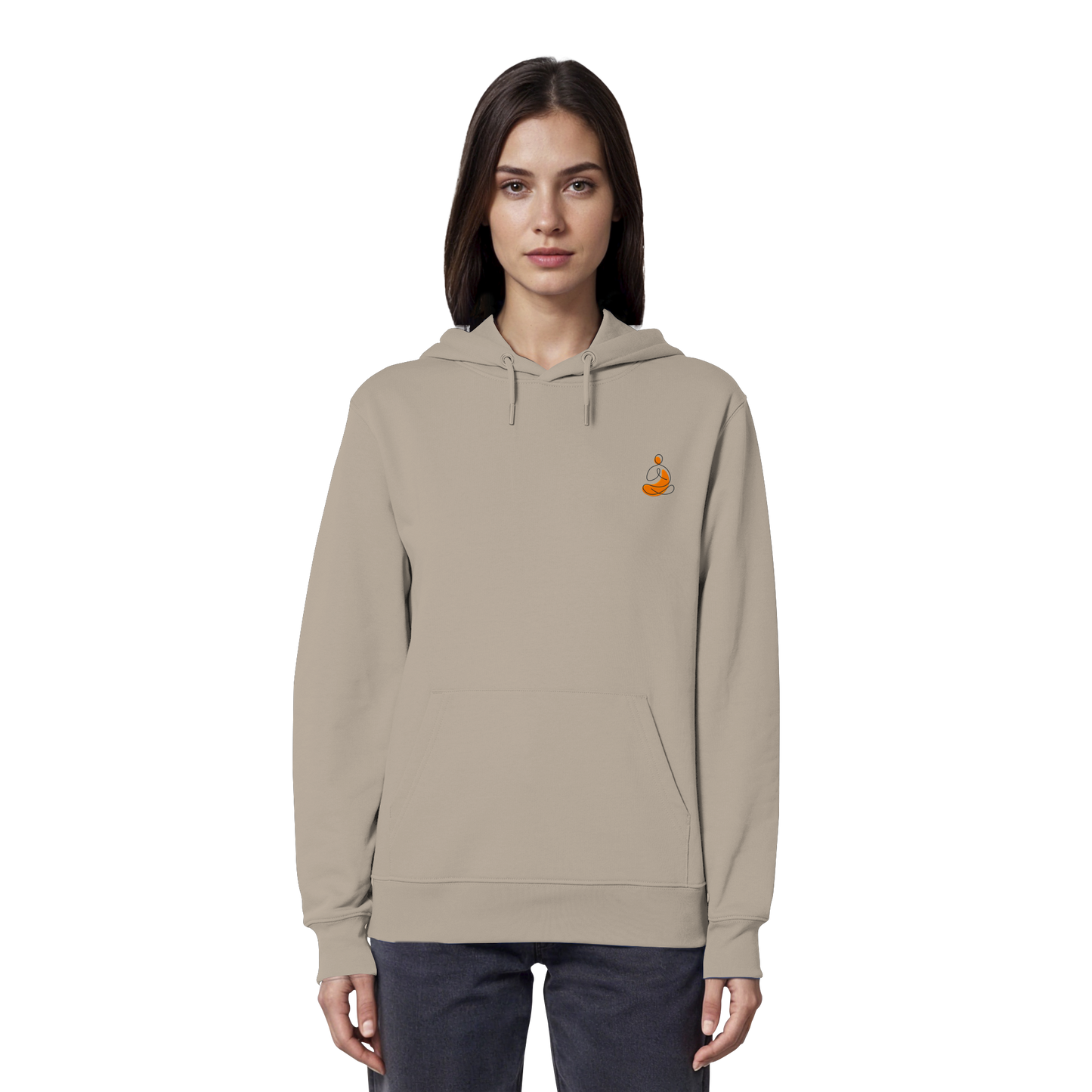 Organic Hoodie - Yoga gestickt (orange)