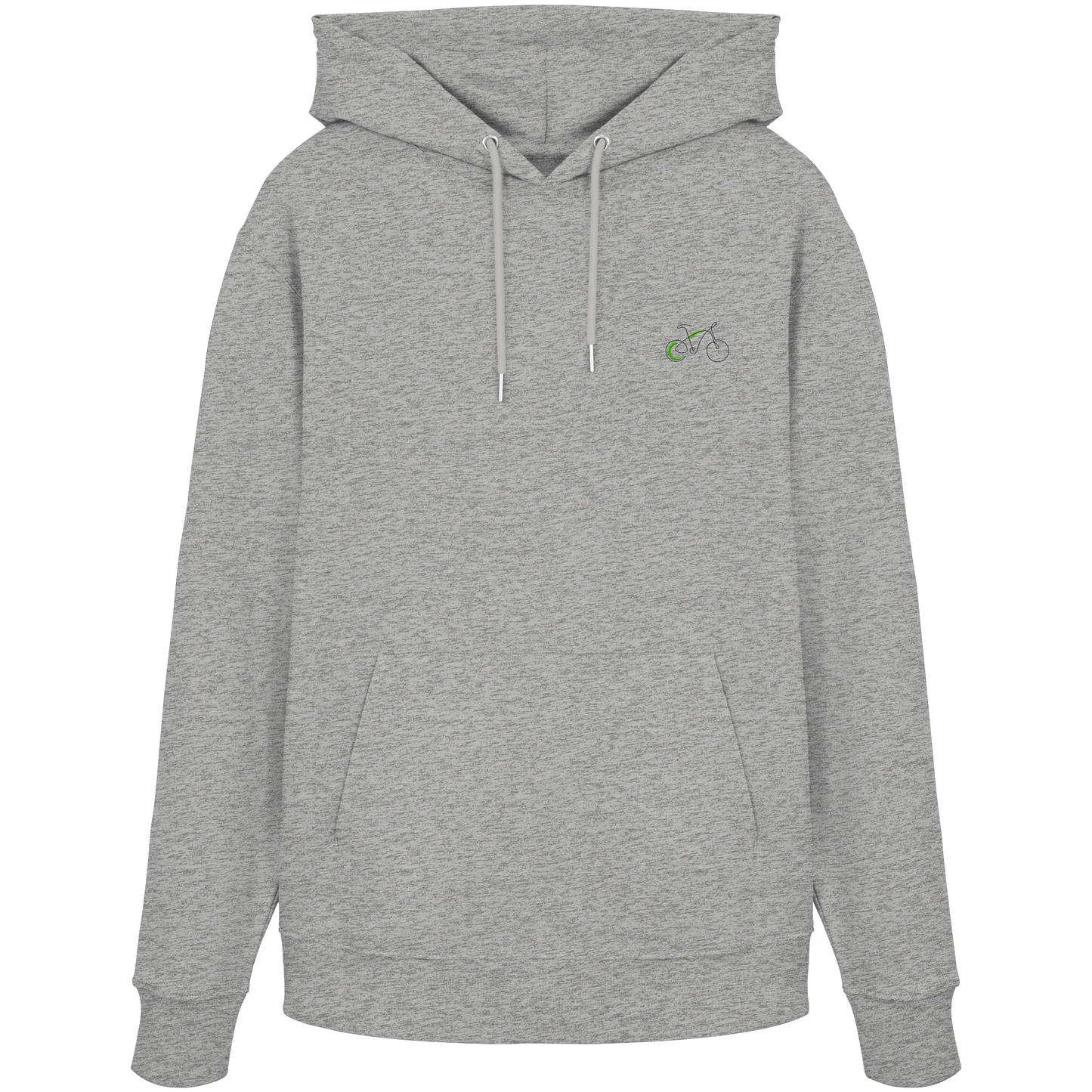 Organic Hoodie - Fahrrad gestickt (grün)
