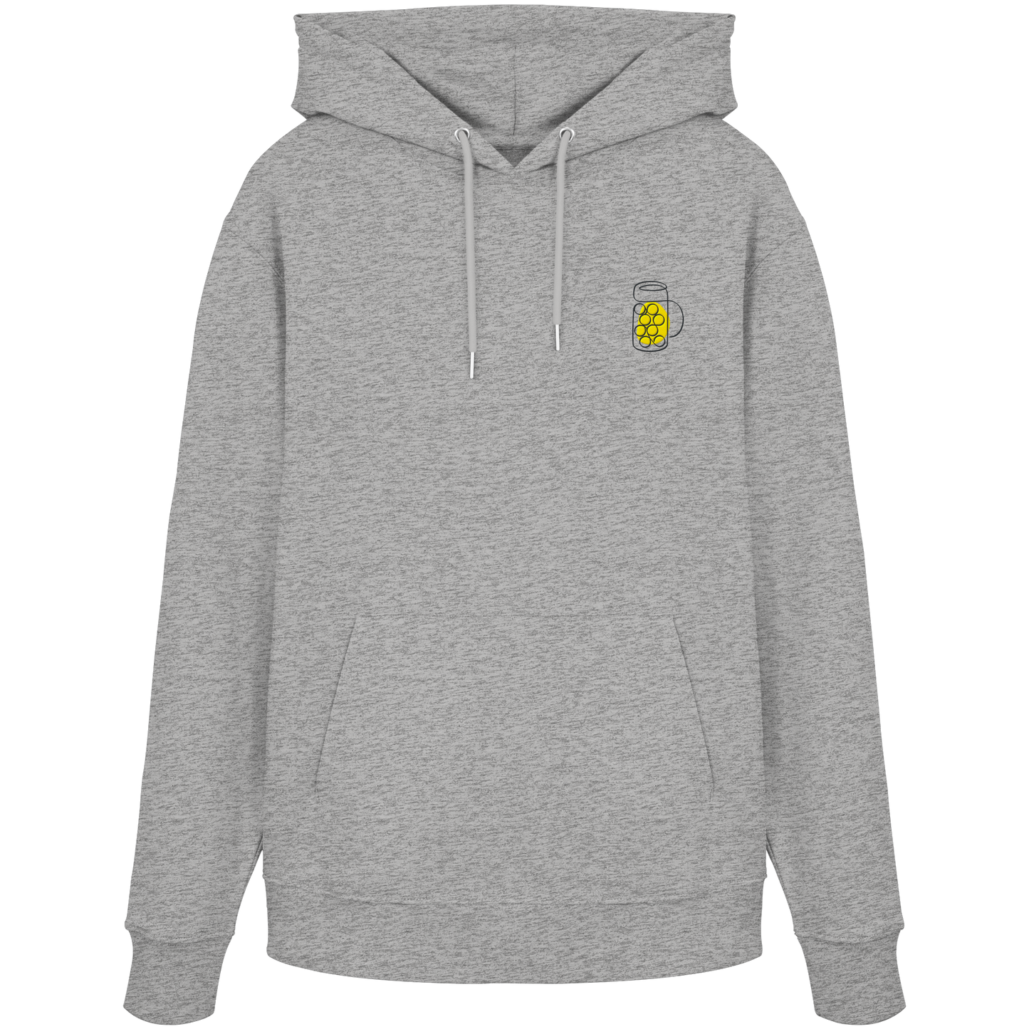 Organic Hoodie - Maßkrug gestickt (gelb)