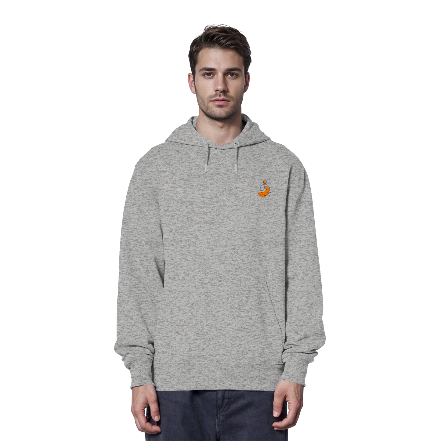 Organic Hoodie - Yoga gestickt (orange)