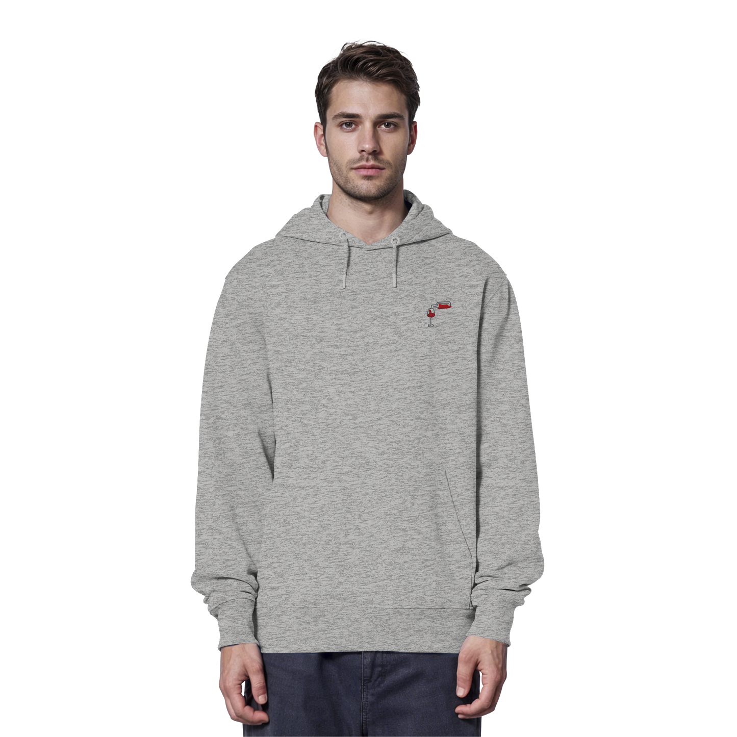Organic Hoodie - Wein gestickt (rot)