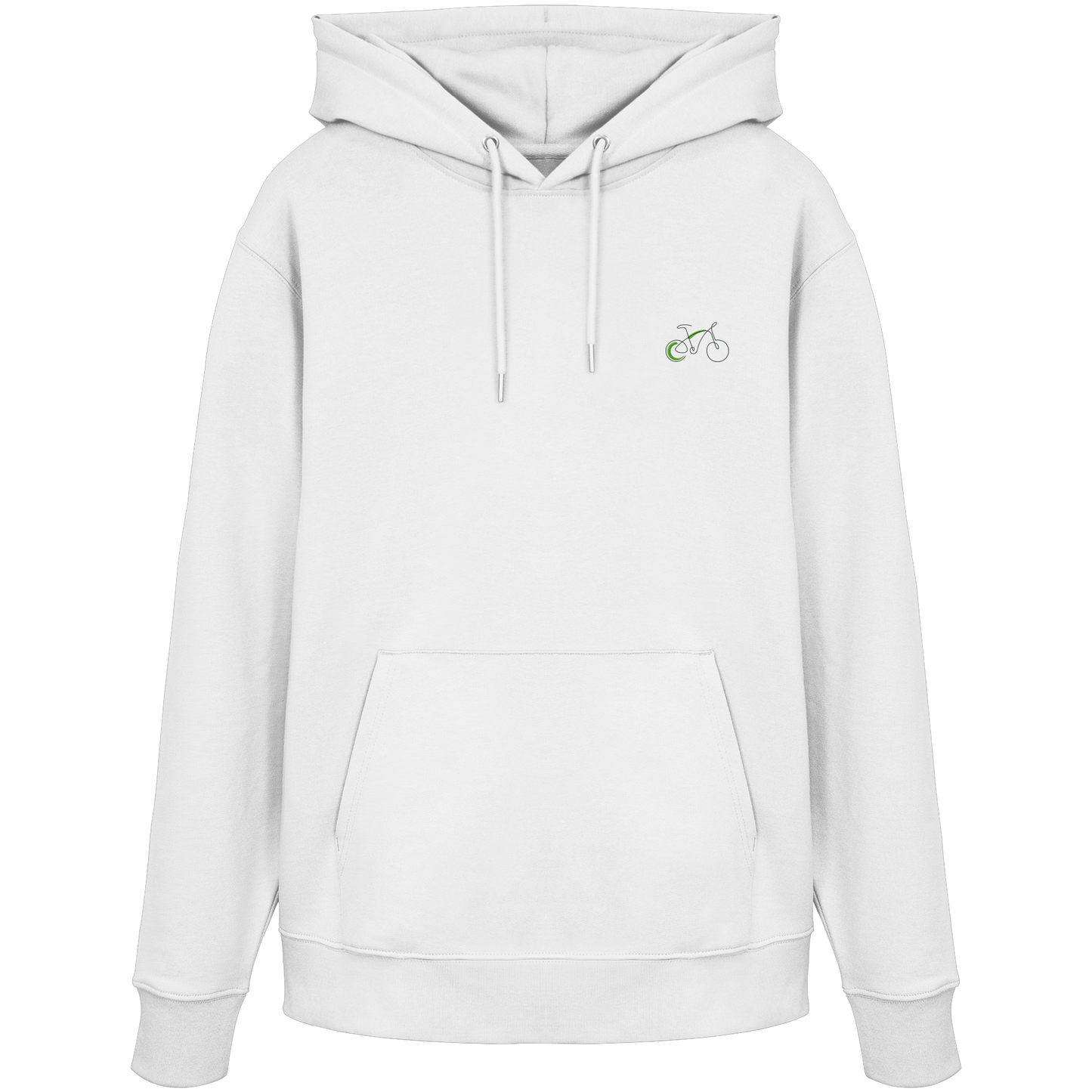 Organic Hoodie - Fahrrad gestickt (grün)