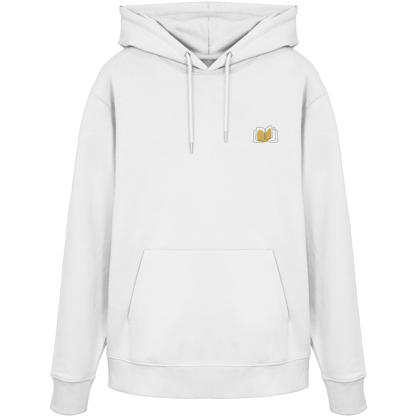 Organic Hoodie - Buch gestickt (beige)