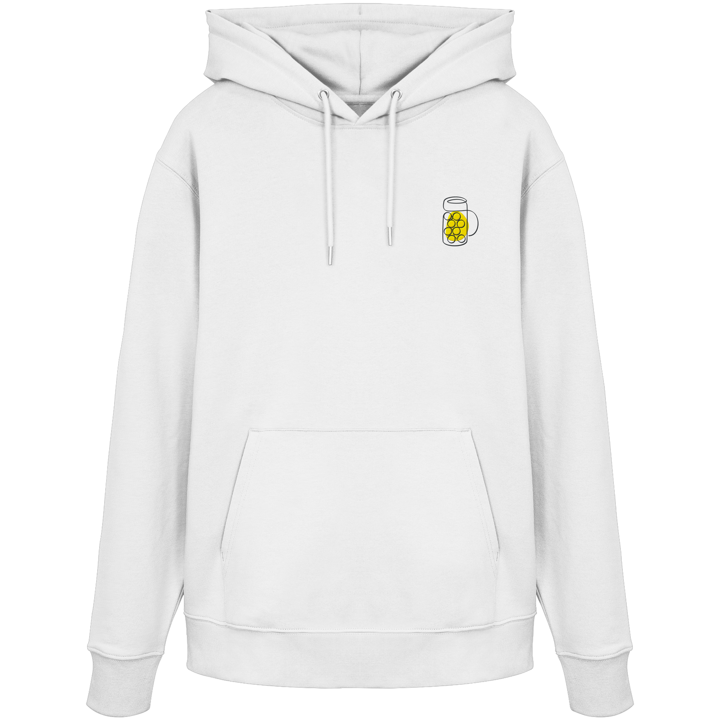 Organic Hoodie - Maßkrug gestickt (gelb)