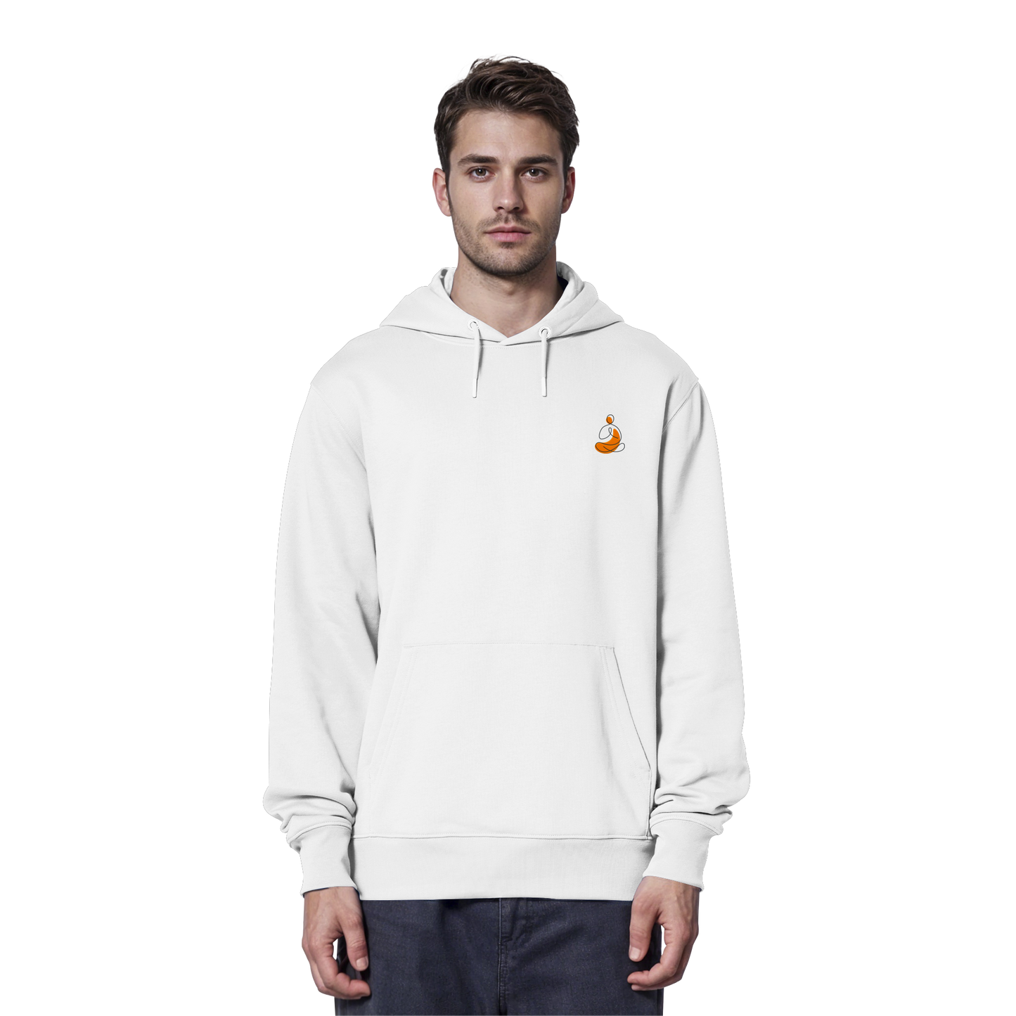 Organic Hoodie - Yoga gestickt (orange)