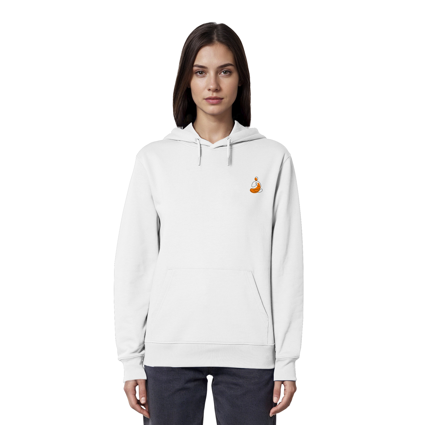 Organic Hoodie - Yoga gestickt (orange)