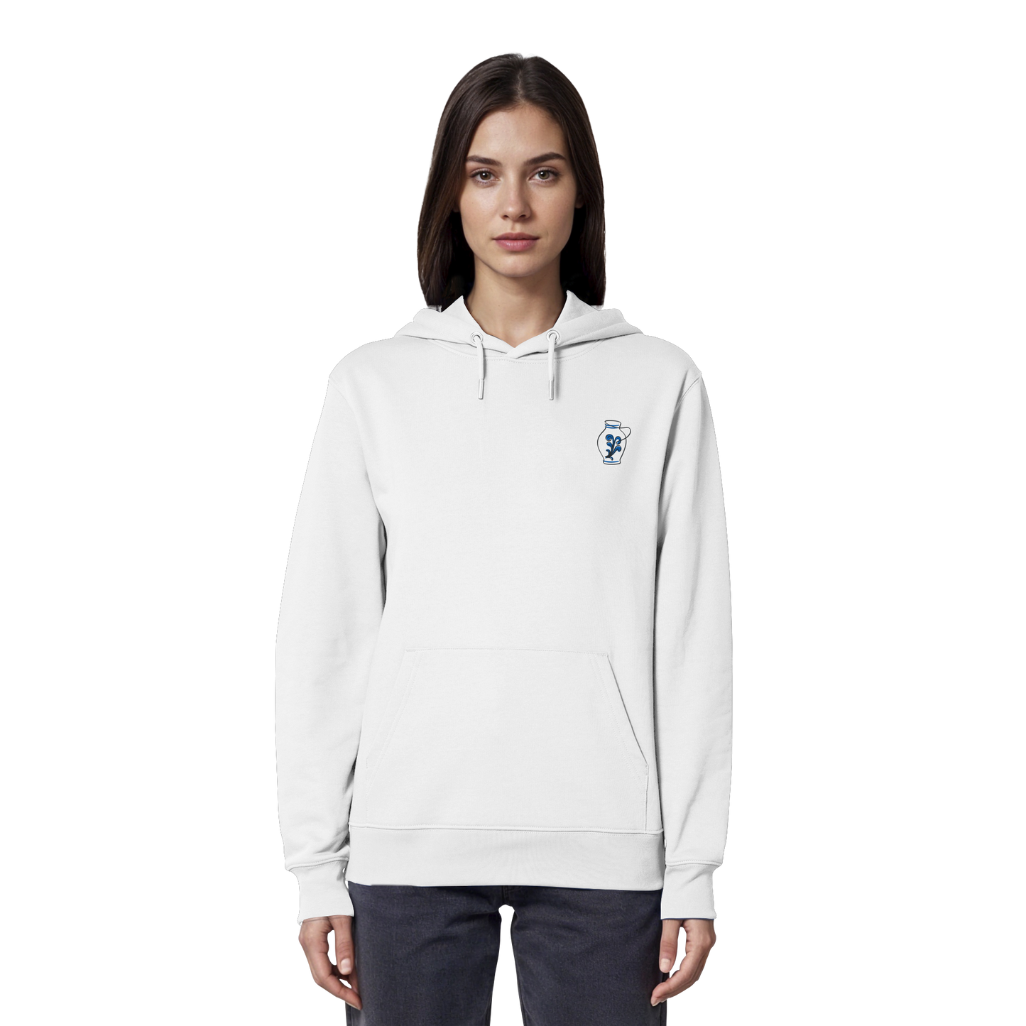 Organic Hoodie - Bembel gestickt (blau)