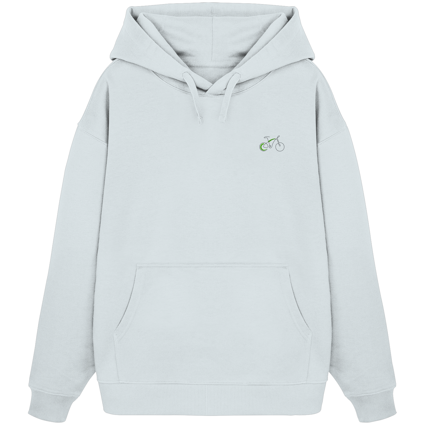 Organic Oversize Hoodie - Fahrrad gestickt (grün)