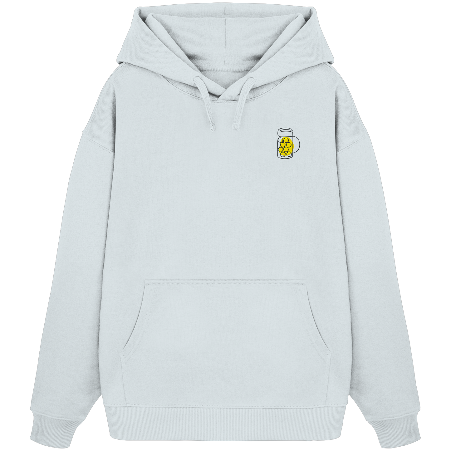 Organic Oversize Hoodie - Maßkrug gestickt (gelb)