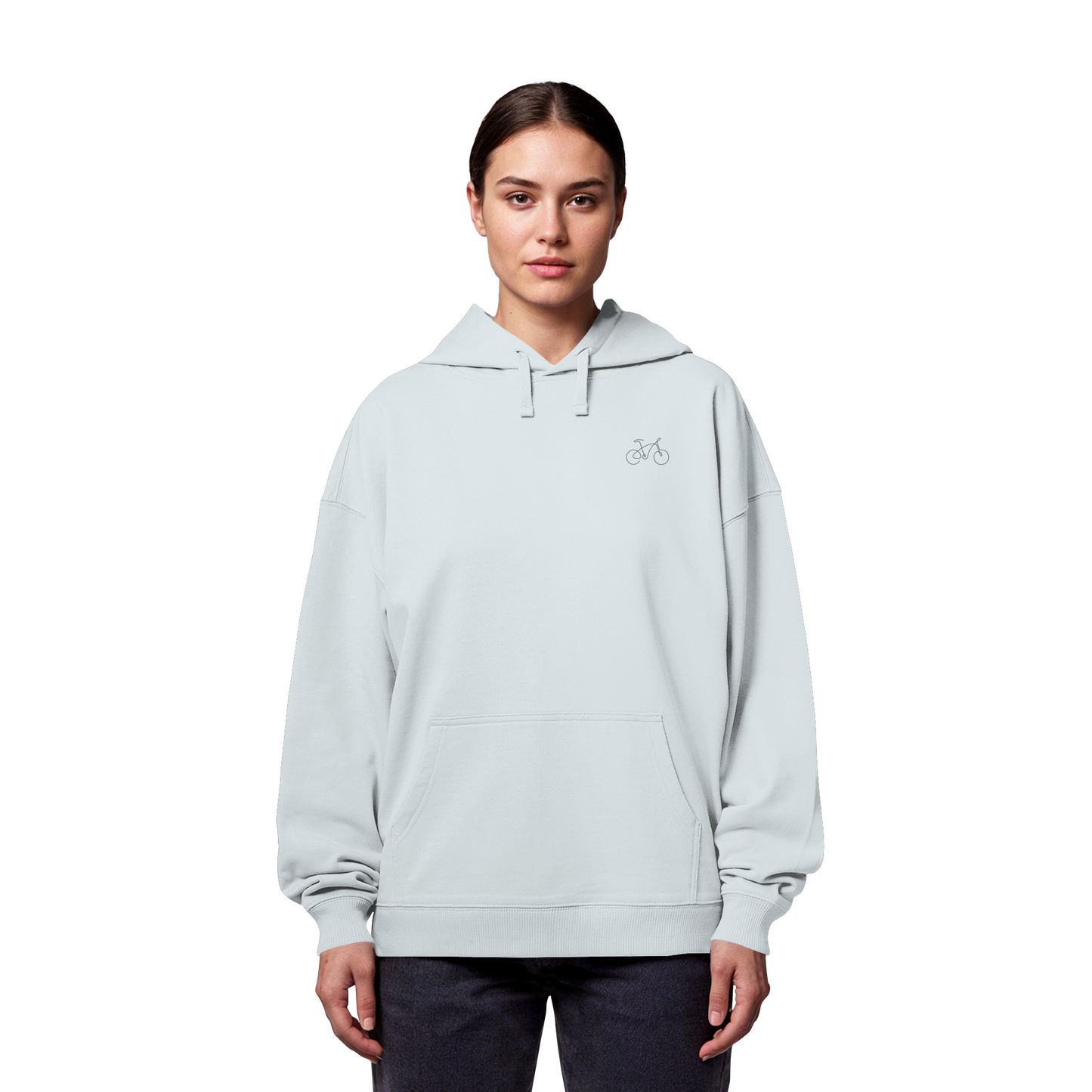 Organic Oversize Hoodie - Fahrrad gestickt