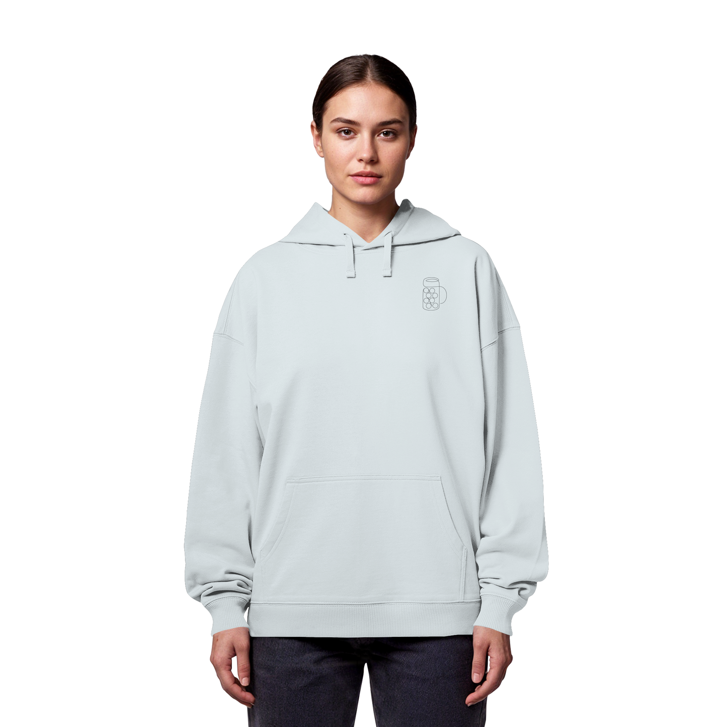 Organic Oversize Hoodie - Maßkrug gestickt