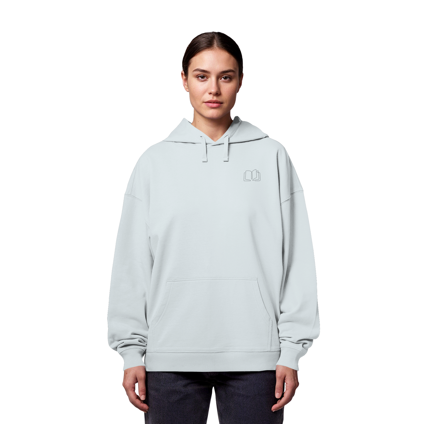 Organic Oversize Hoodie - Buch gestickt